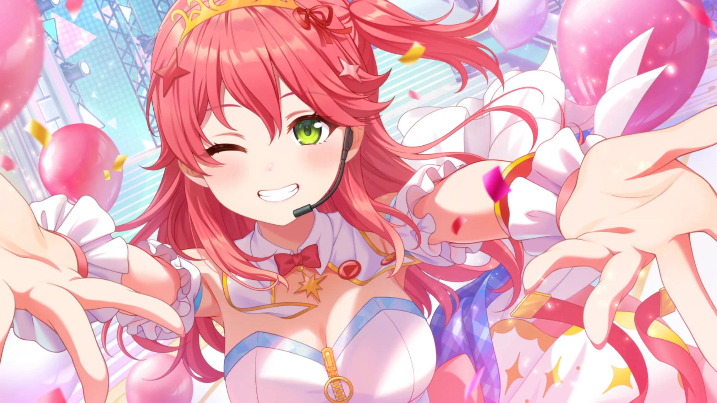 両手広げるCheerful show